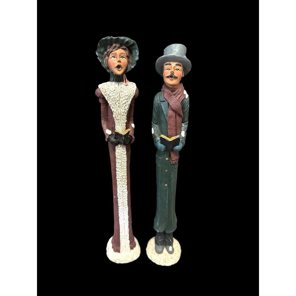 Windsor Collection Man & Woman Carolers Pencil Figurines Christmas Decor Holiday